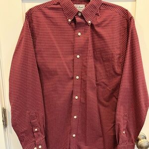 L.L. Bean Men's Burgundy Checkered Shirt